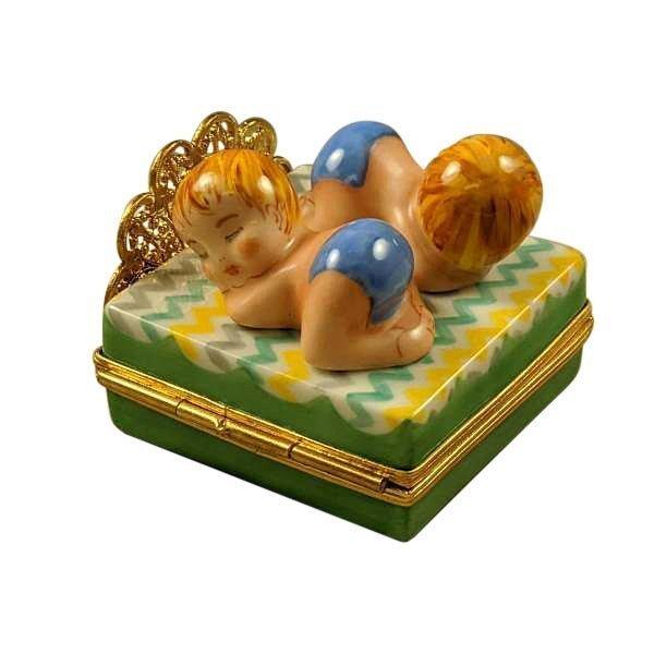 Twin Boys on Bed Limoges Box for Baby Showers Gift, view 3