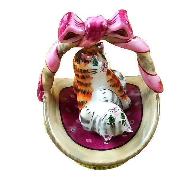 Two Cats in Basket Limoges Box for Cat Fans, view 3