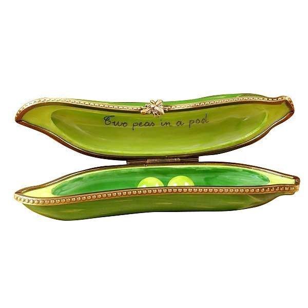 Two Peas in a Pod Limoges Box for Celebrating Love, a hand-painted Limoges porcelain gift