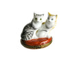 Two Cats Limoges Box for Cat Lovers, a hand-painted Limoges porcelain gift
