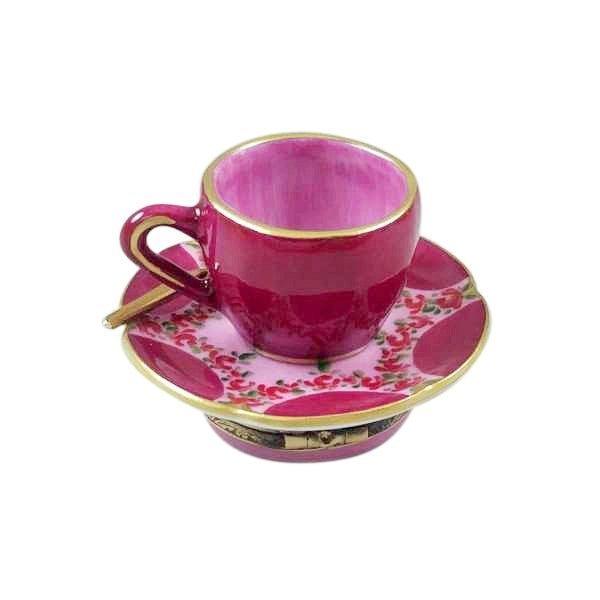Valentine's Love Tea Cup with Spoon & Heart Limoges Box, view 5