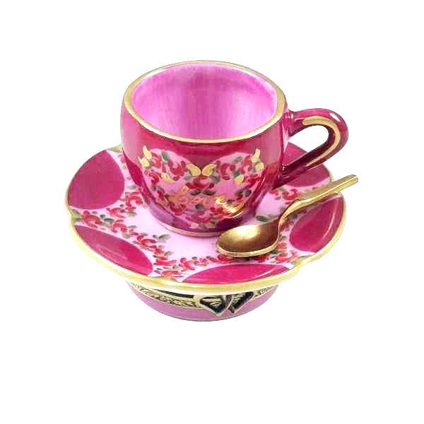Valentine's Love Tea Cup with Spoon & Heart Limoges Box, view 4