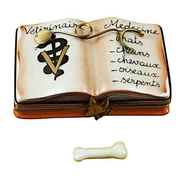 Veterinarian Book Limoges Box for Dog & Cat Lovers, a hand-painted Limoges porcelain gift
