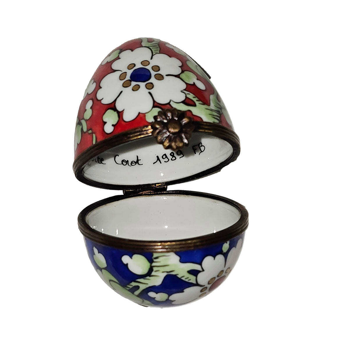 Primary Red Blue w White Flowers Egg, view 2