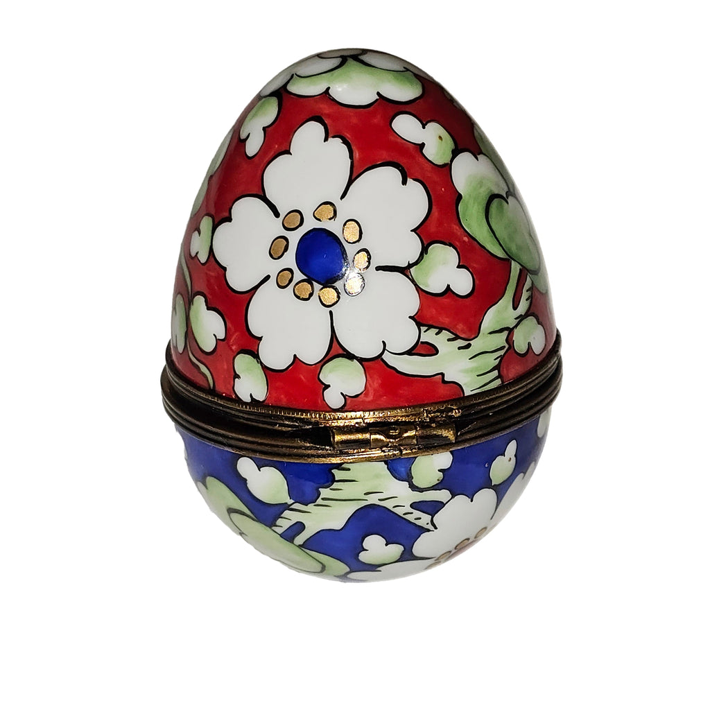 Primary Red Blue w White Flowers Egg, view 3