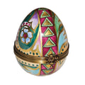 Colorful Deco Snazzy Egg Collectible, a hand-painted Limoges porcelain gift