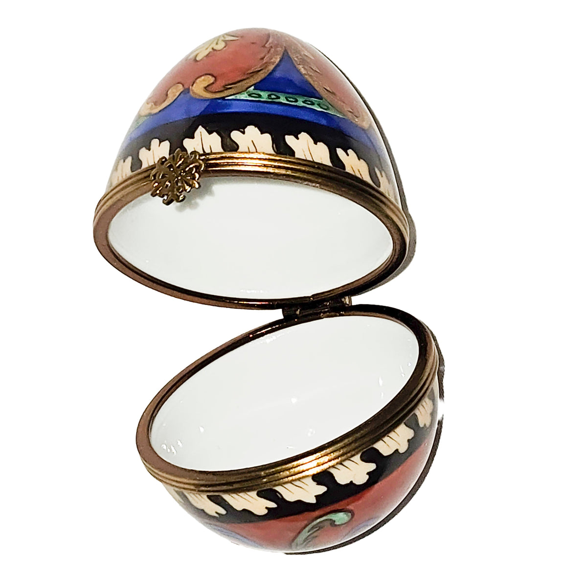 Snazzy Orange Blue Egg Limoges Box, view 2