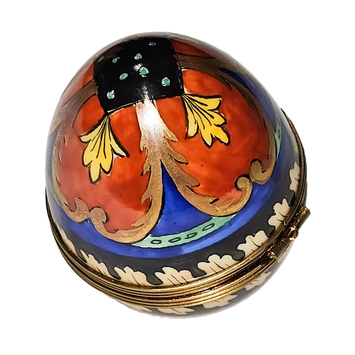 Snazzy Orange Blue Egg Limoges Box, view 3