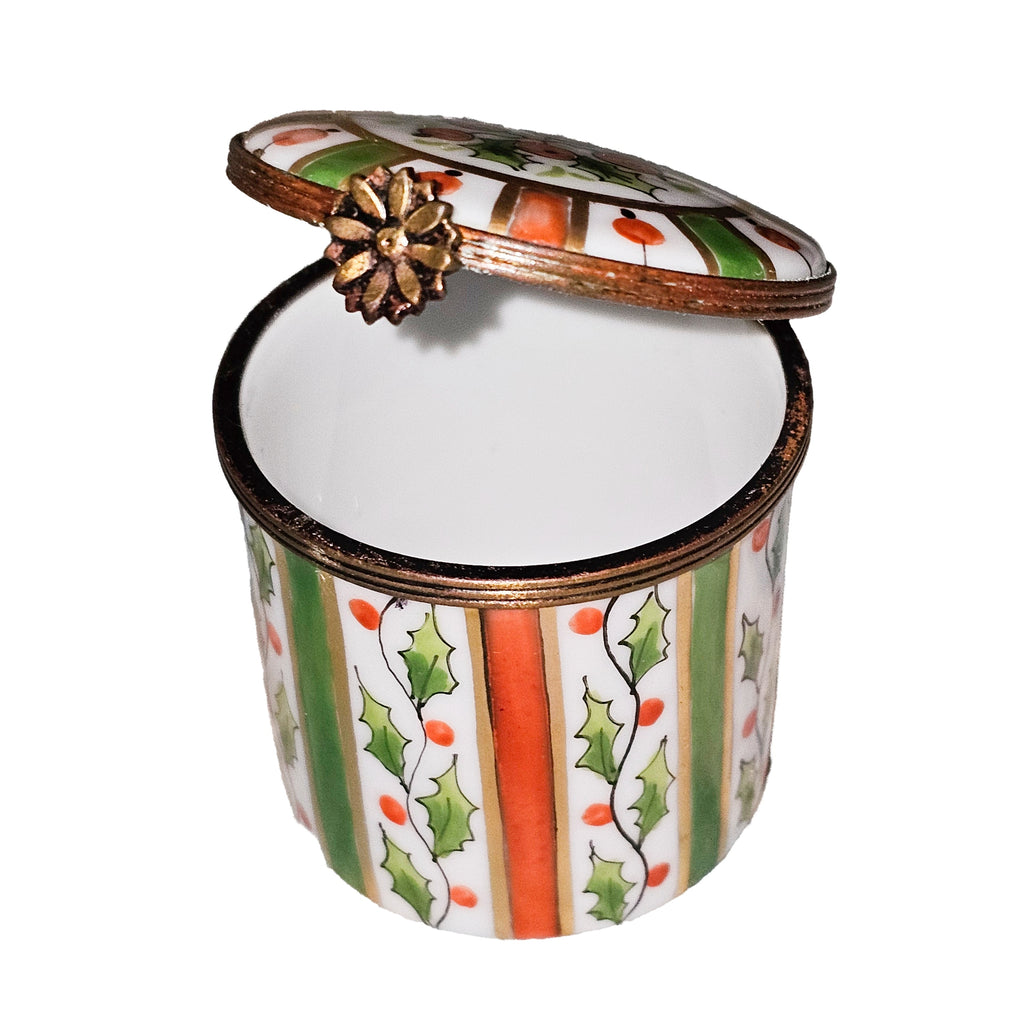 Tall Orange Green Stripes Limoges Box, view 2