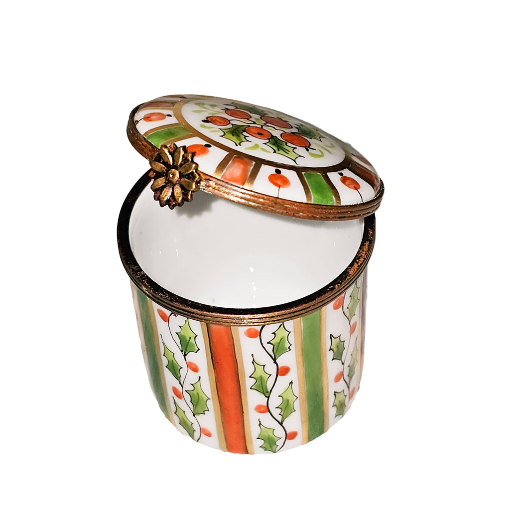 Tall Orange Green Stripes Limoges Box, view 5