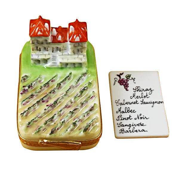 Vineyard Removable Wine List Limoges Box, a hand-painted Limoges porcelain gift