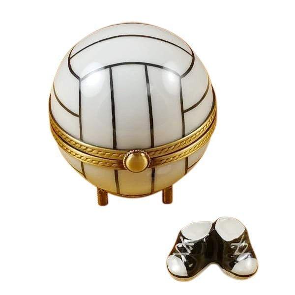 Volleyball with Removable Porcelain Tennis Shoes Limoges Box, a hand-painted Limoges porcelain gift