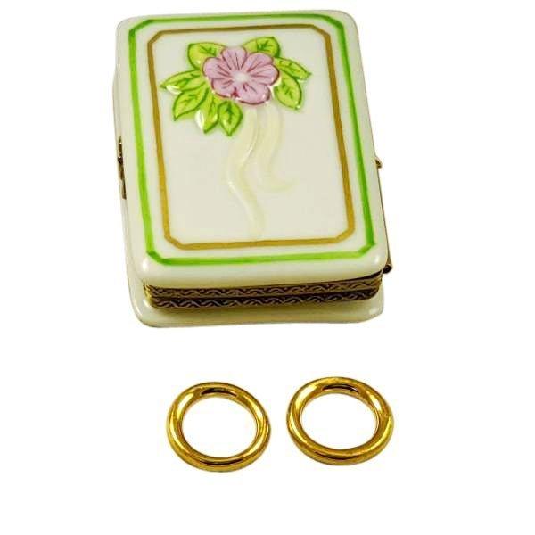 Wedding Book Limoges Box with 2 Removable Gold Rings, view 4