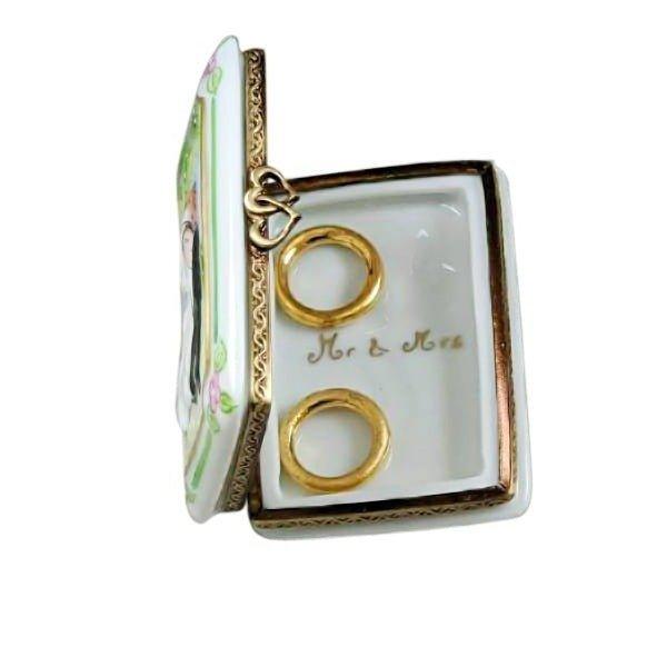 Wedding Book Limoges Box with 2 Removable Gold Rings, view 2