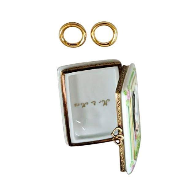 Wedding Book Limoges Box with 2 Removable Gold Rings, view 5