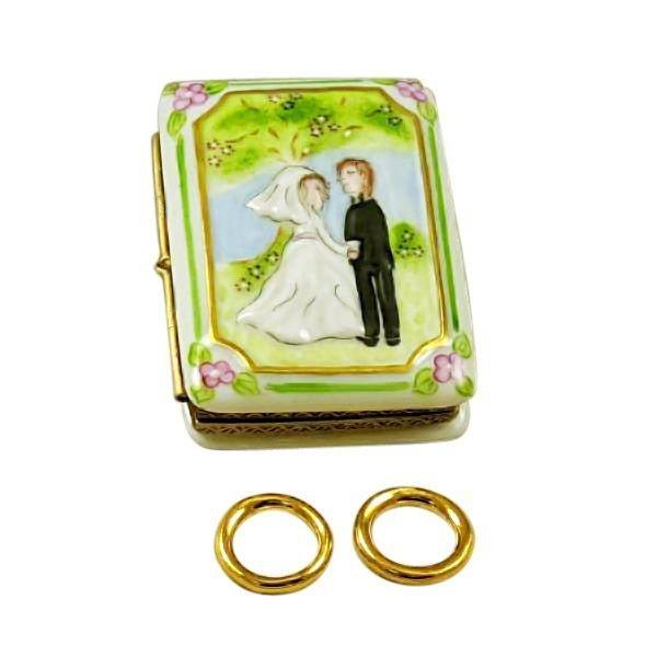 Wedding Book with 2 Removable Gold Rings by Rochard, an authentic French Limoges box from Limoges Boutique
