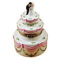 Wedding Cake with Bride and Groom Limoges Box Keepsake, a hand-painted Limoges porcelain gift