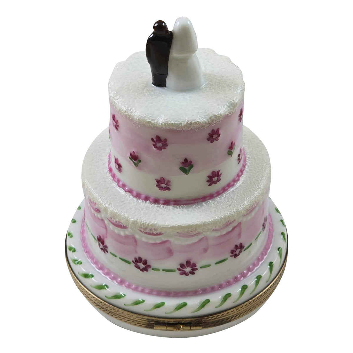 Wedding Couple on Pink White Cake Keepsake Limoges Box, view 3