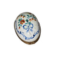 White Egg Blue Ribbon Flowers Limoges Porcelain Box, a hand-painted Limoges porcelain gift
