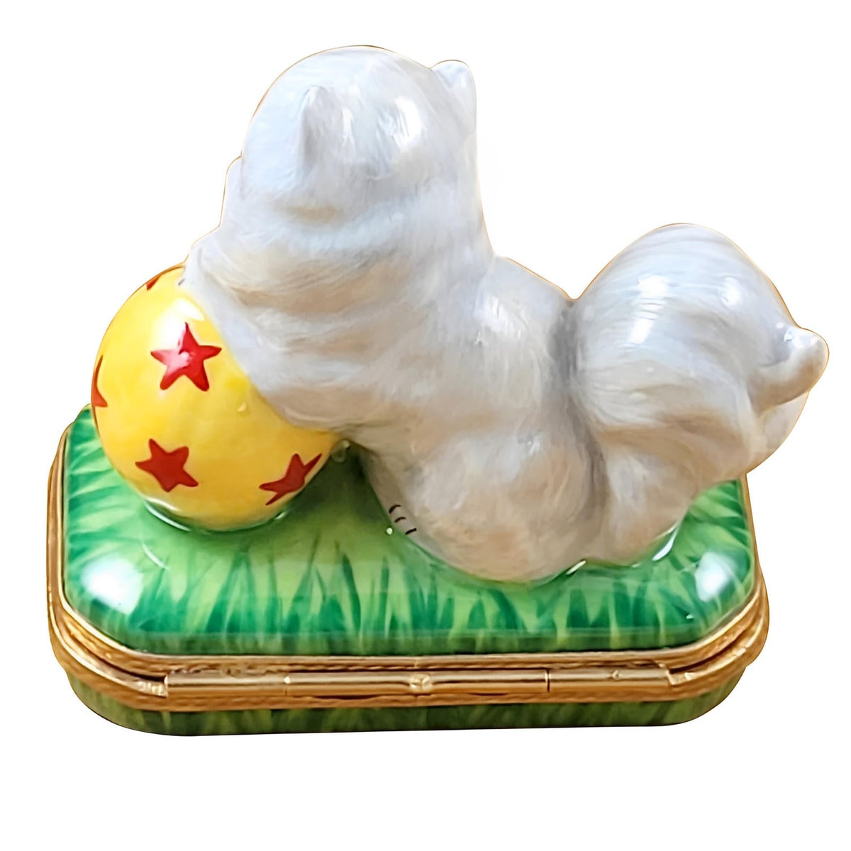 White Persian Cat w Ball Limoges Box for Cat Lovers, view 6