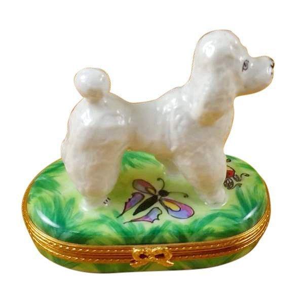 White Poodle Product Limoges Box, a hand-painted Limoges porcelain gift