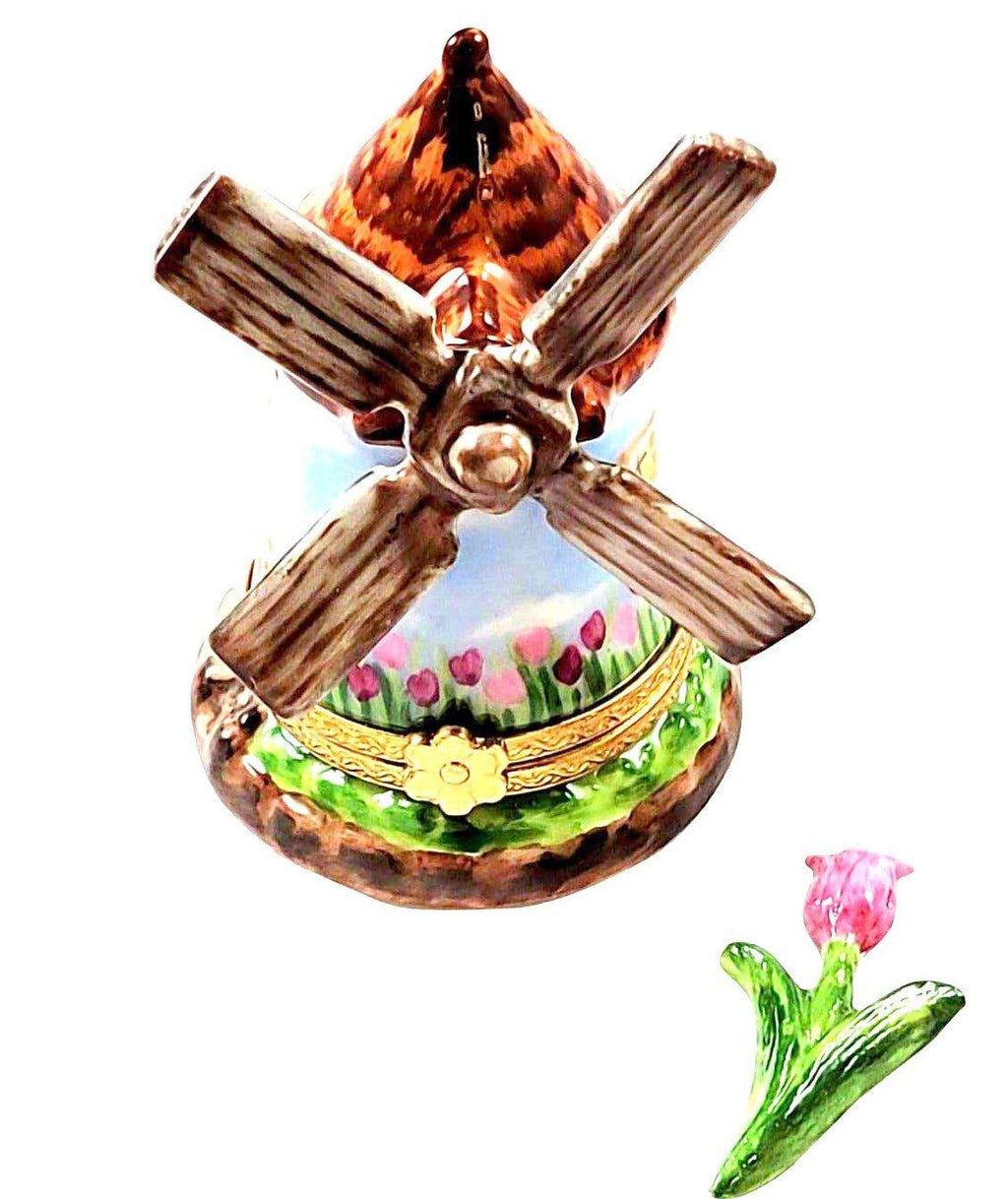 Windmill w Tulip Limoges Box Collectible, view 2