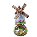 Windmill w Tulip Limoges Box Collectible, a hand-painted Limoges porcelain gift