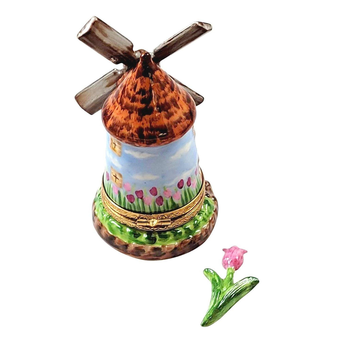 Windmill w Tulip Limoges Box Collectible, view 4