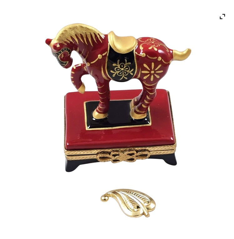 Year of the Horse 2026 with Removable Brass Leaf, a hand-painted Limoges porcelain gift