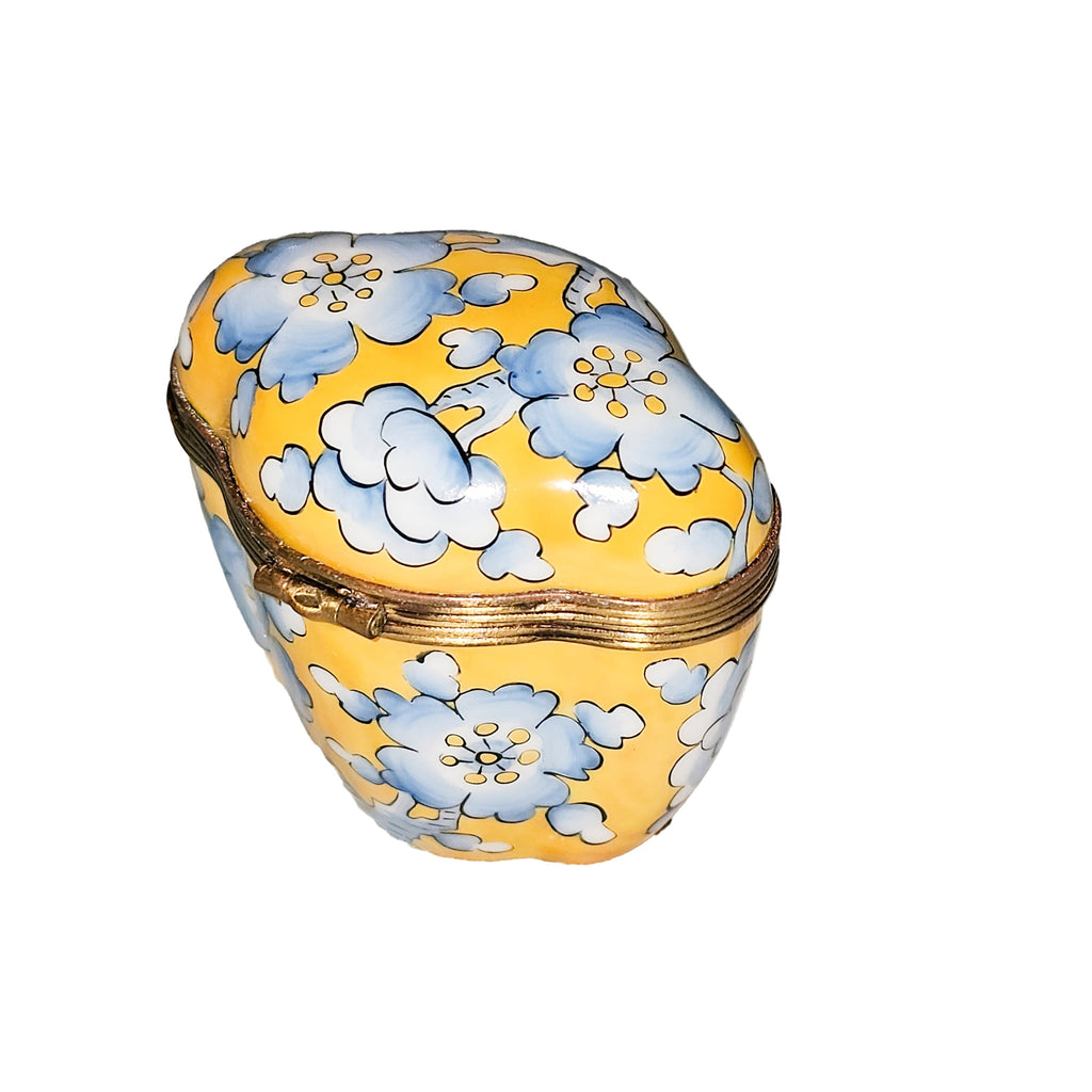 Yellow Scalloped Tall w Blue Flowers Limoges Gift Box, view 4
