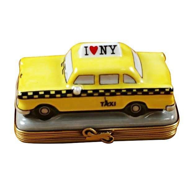 Yellow Taxi I Love New York Limoges Box for NYC Collectors, a hand-painted Limoges porcelain gift