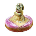 Yorkie Pink Base Limoges Box Gift, a hand-painted Limoges porcelain gift