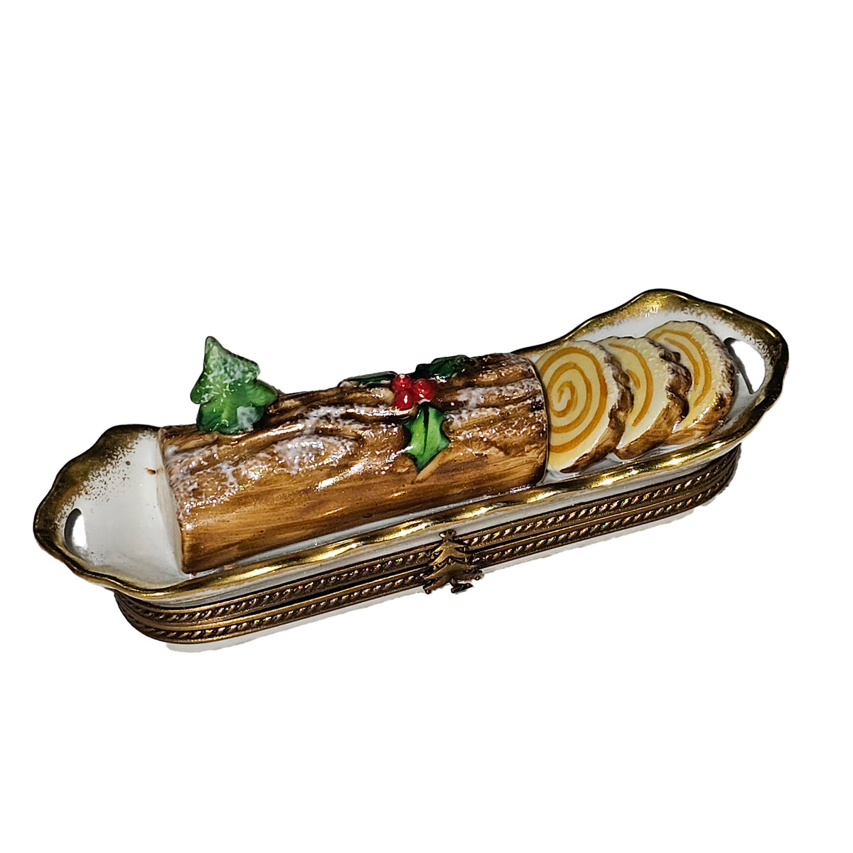 Yule Log PV Limoges Box for Holiday Decor, view 3